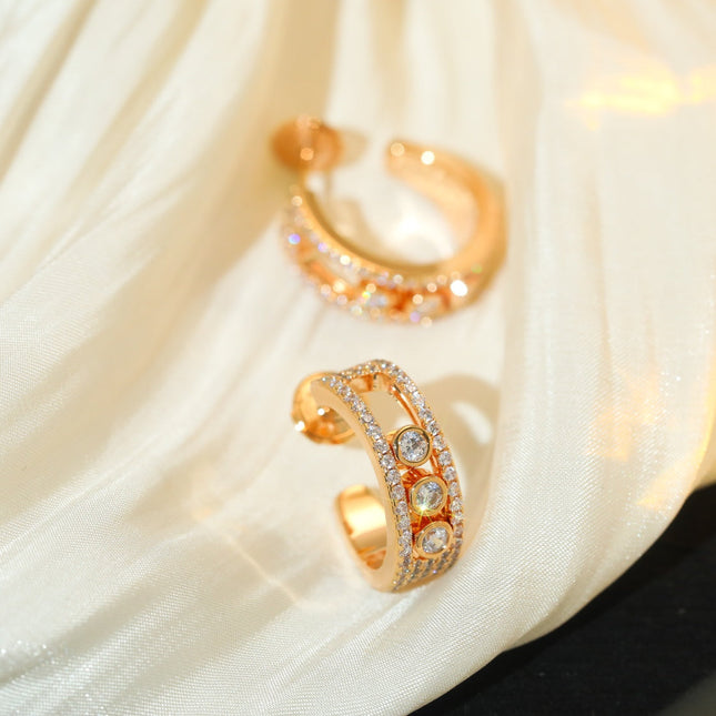 CREOLES MOVE PAVED PINK GOLD DIAMOND EARRINGS