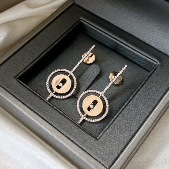 LUCKY MOVE ARROW PINK GOLD DIAMOND EARRINGS