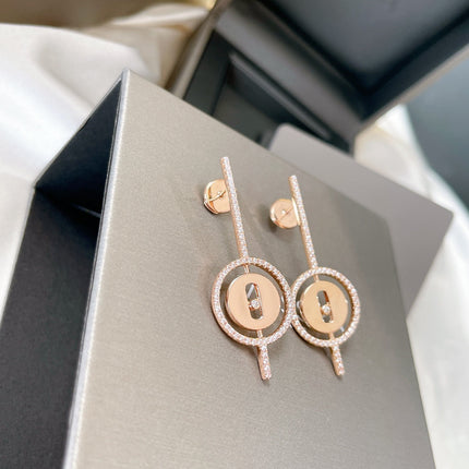 LUCKY MOVE ARROW PINK GOLD DIAMOND EARRINGS