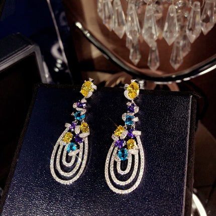 GRA MULTICOLOR DIAMOND DROP EARRINGS