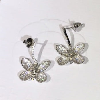 BUTTERFLY SILVER DIAMOND EARRINGS