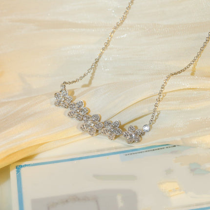 WILD FLOWER SILVER DIAMOND LINE NECKLACE