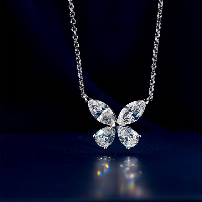 CLASSIC BUTTERFLY SILVER DIAMOND NECKLACE