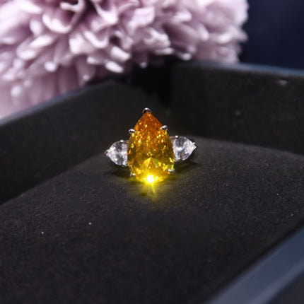 PROMISE PEAR SHAPE YELLOW SILVER DIAMOND RING