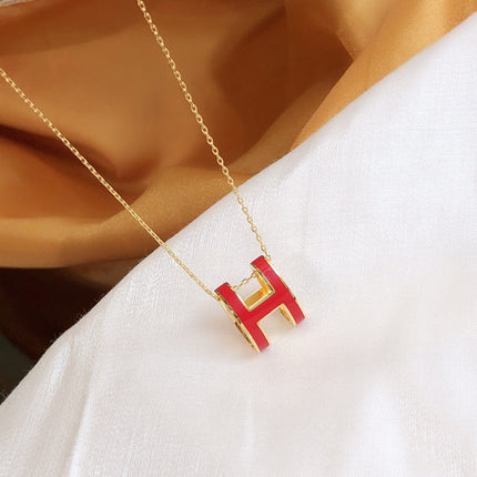 HM CLIC RED ENAMEL GOLD NECKLACE