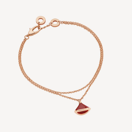 DREAM 1 MOTIF MOP PINK GOLD DOUBLE CHAIN BRACELET