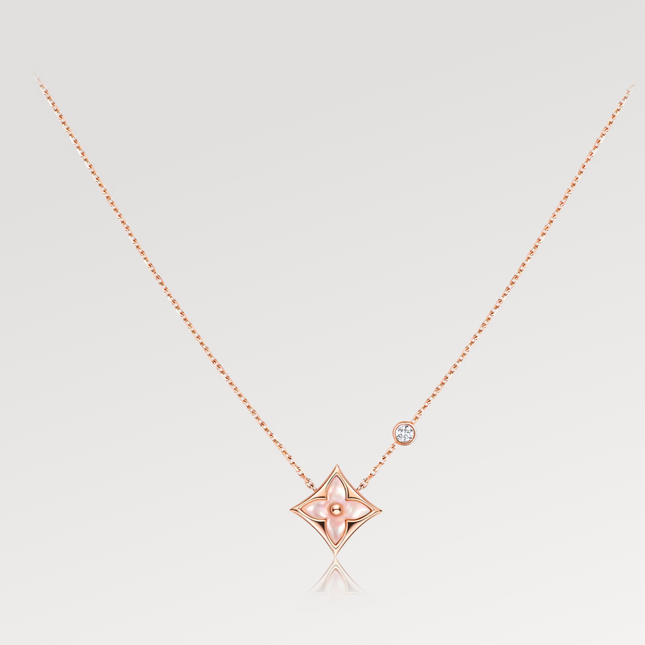 LV STAR PINK MOP 1 DIAMOND PINK GOLD NECKLACE