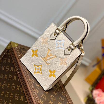 LV PETIT SAC PLAT CREAM MONOGRAM EMPREINTE COWHIDE LEATHER