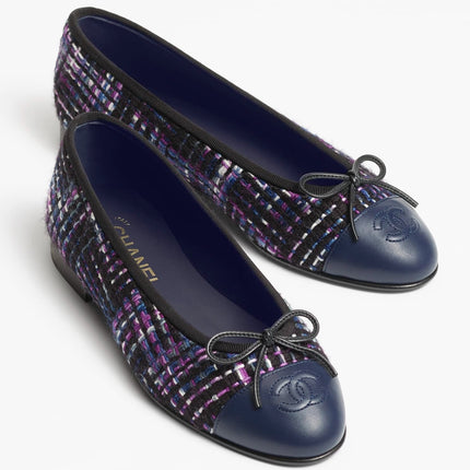 ballet flats black purple blue tweed