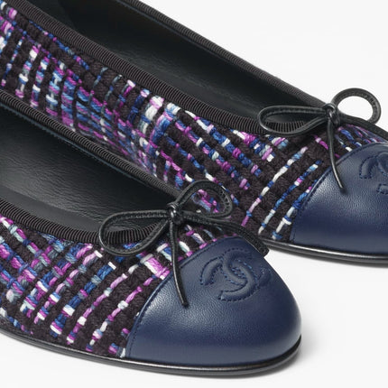 ballet flats black purple blue tweed