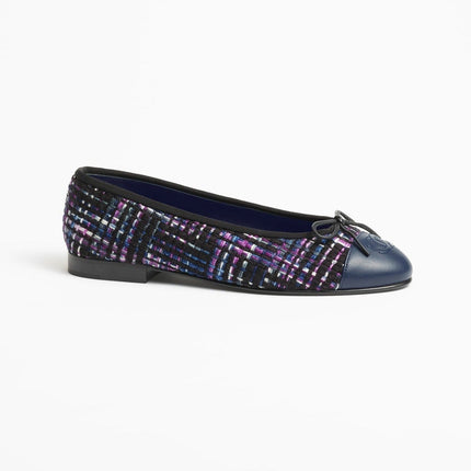 ballet flats black purple blue tweed