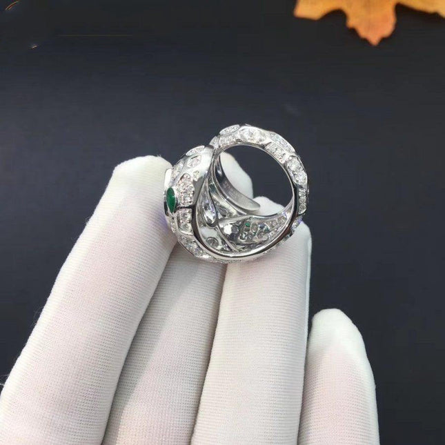 SERPENTI RING AGATE SILVER DIAMOND SNAKE