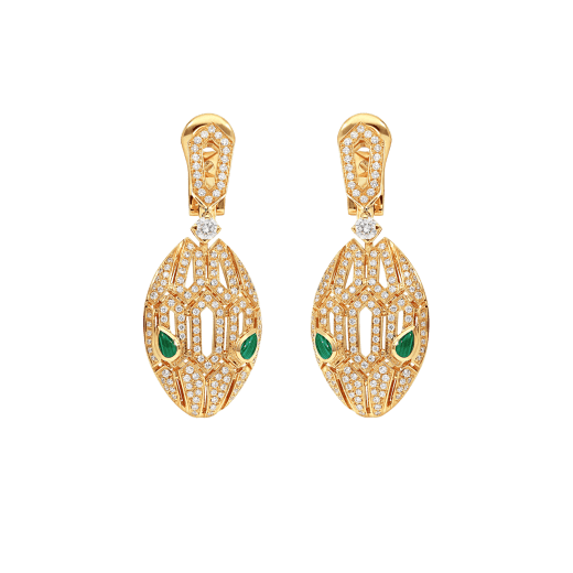 SERPENTI MALACHITE DIAMOND EARRINGS GOLD