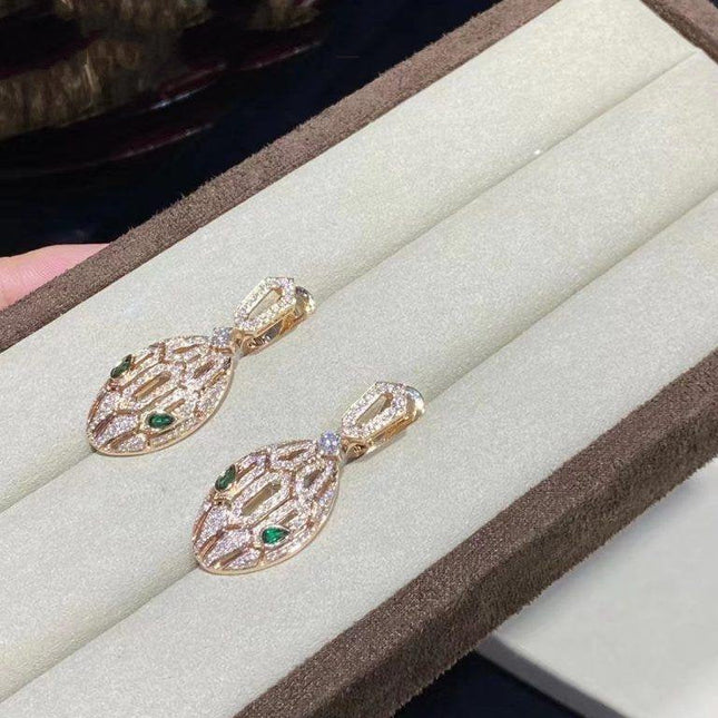 SERPENTI MALACHITE DIAMOND EARRINGS GOLD