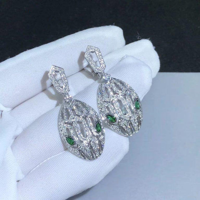 SERPENTI MALACHITE DIAMOND EARRINGS SILVER