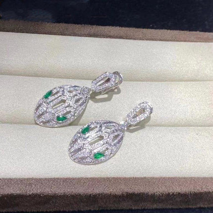 SERPENTI MALACHITE DIAMOND EARRINGS SILVER