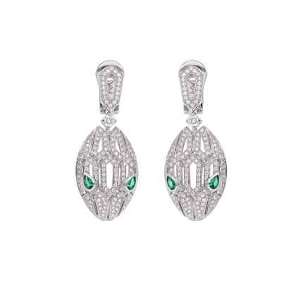 SERPENTI MALACHITE DIAMOND EARRINGS SILVER