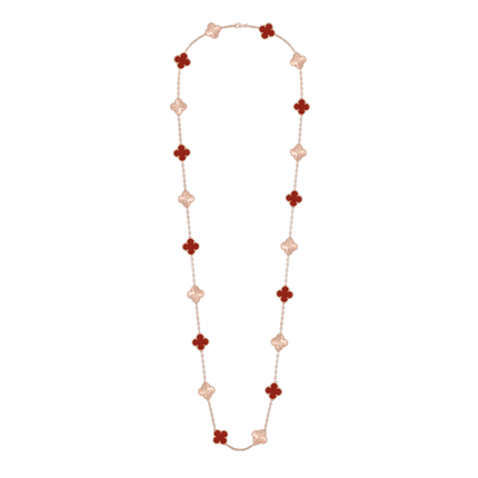 CLOVER 20 MOTIF CARNELIAN 86CM NECKLACE