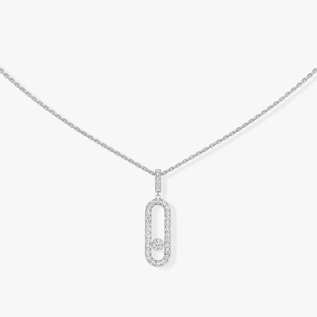 MOVE UNO LM SILVER DIAMOND PAVED NECKLACE