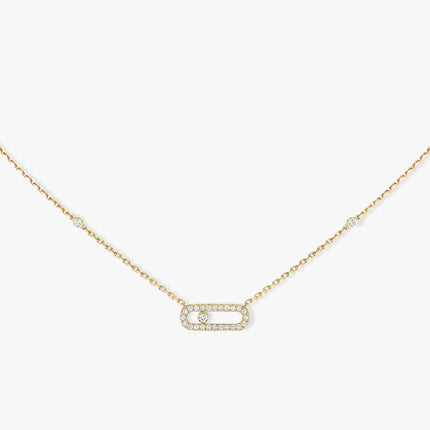 MOVE UNO PAVED SILVER DIAMOND NECKLACE