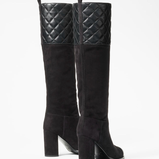 high boots black suede calfskin