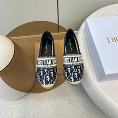 CD GRANVILLE ESPADRILLE BLUE OBLIQUE EMBROIDERED COTTON 01