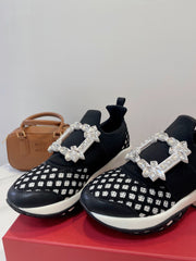 VIV' RUN SNEAKERS IN BLACK AND WHITE TECHNICAL FABRICS TRASS BUCKLE