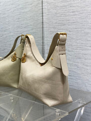 DIOR 25S VOYAGE BAG 34 IN POWDER BEIGE FLAT MACROCANNAGE GRAINED CALFSKIN