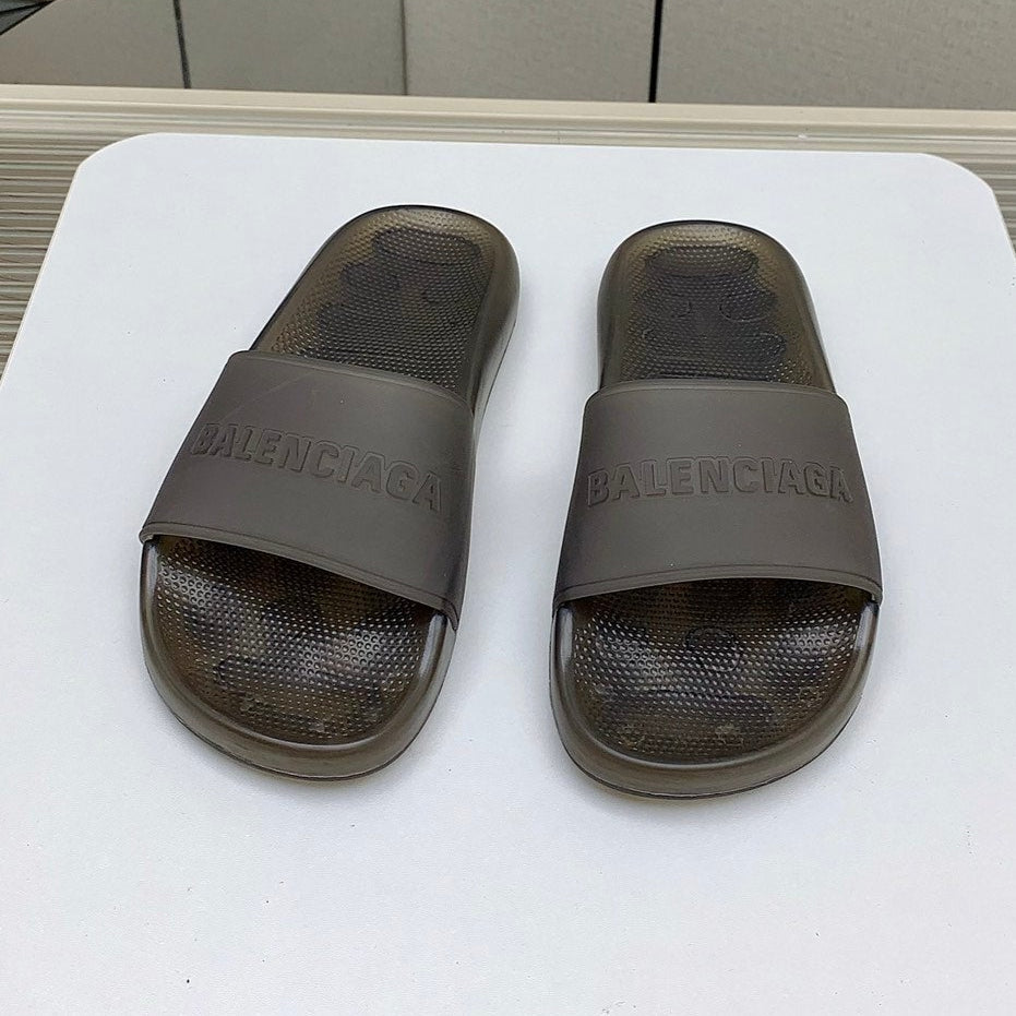 POOL SLIDE SANDAL IN SMOKE BROWN RUBBER