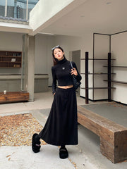 PRADA 25S A-LINE PLAID VELVET SKIRT 256