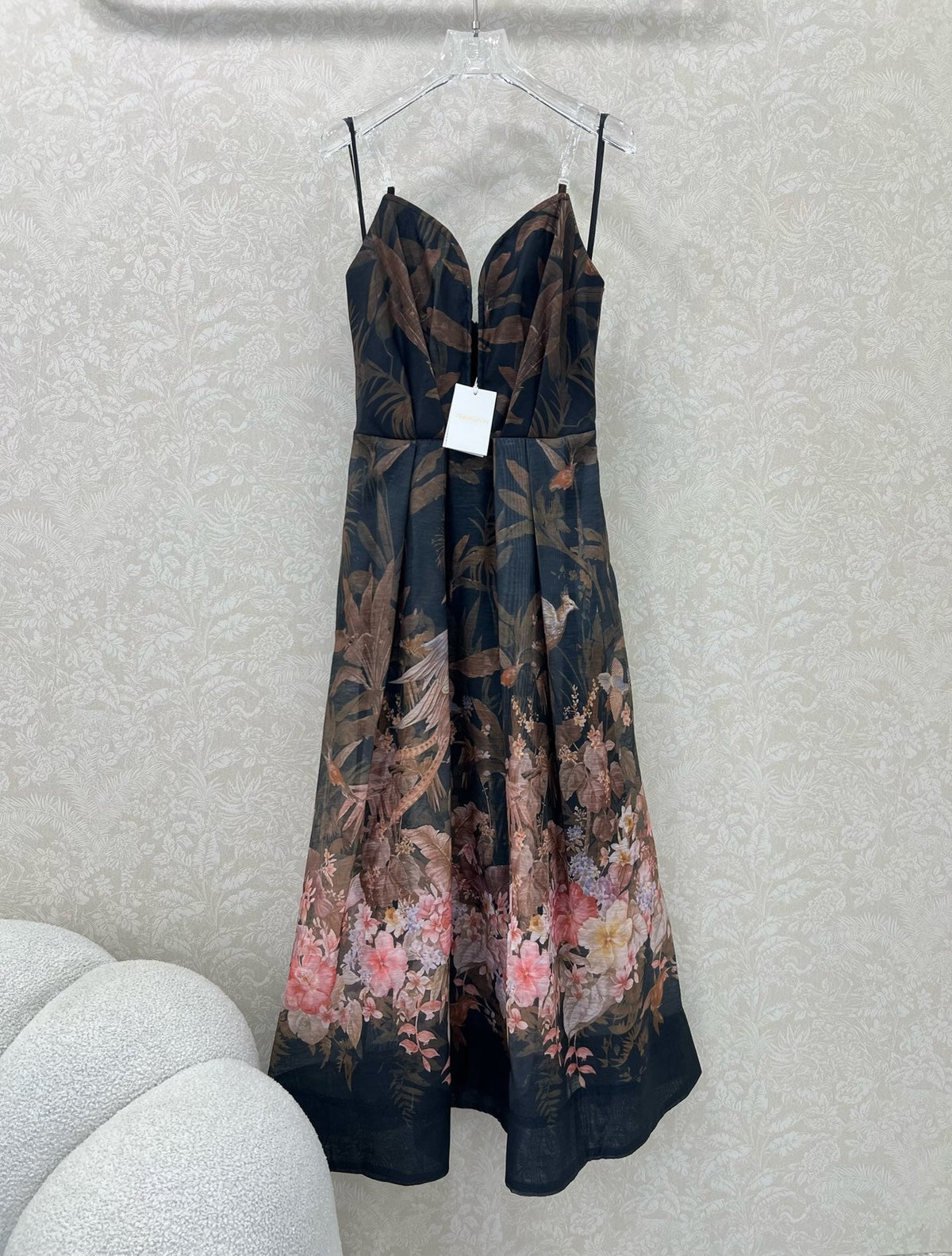 ZIMMERMANN STRAIGHT TUBE DRESS WITH HERRINGBONE PATTERN 269368