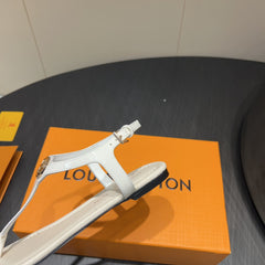 LV THONG SANDALS 25S IN WHITE CALFSKIN WITH GOLD HARDWARE