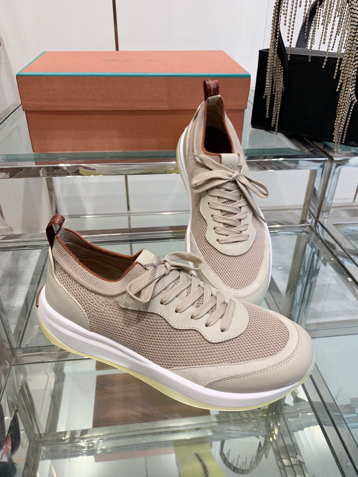 SNEAKER IN LIGHT PINK CANVAS MIX SUEDE WITH LAMBSKIN