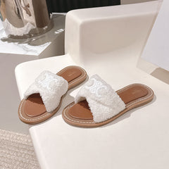 CELINE 25S LYMPIA TWISTED SANDAL IN WHITE SPONGE FABRIC