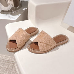 CELINE 25S LYMPIA TWISTED SANDAL IN BEIGE SPONGE FABRIC