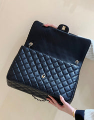 25S CHANEL CLASSIC JUMBO BAG 38 IN BLACK LAMBSKIN