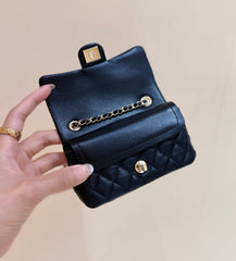 25S CHANEL MINI CF BAG 12 IN BLACK LAMBSKIN HEART MODEL