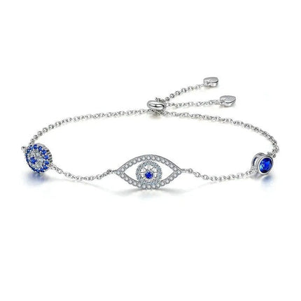 Blue Zircon Evil Eyes Bracelet Guardian Eye Chain for Women