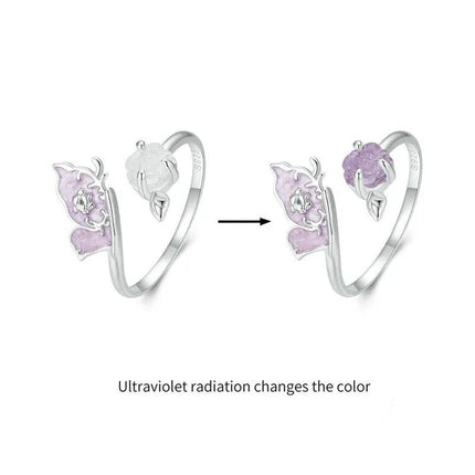 Purple Magenta Enamel Butterfly Opening Ring