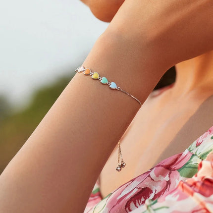 Rainbow Color Enamel Heart Bracelet