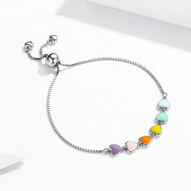 Rainbow Color Enamel Heart Bracelet