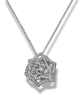 ROSE PEDANT SILVER DIAMOND NECKALCE