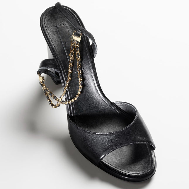 sandals black lambskin grosgrain