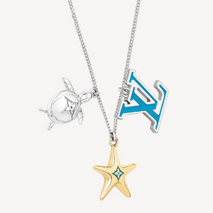 LV TURTLE STAR STARFISH SILVER GOLDURY FAS  NECKLACE