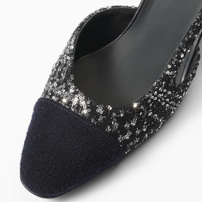 slingbacks black iridescent tweed