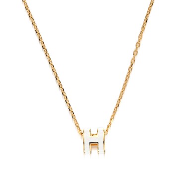 POP H NECKLACE WHITE PENDANT GOLD HARDWARE