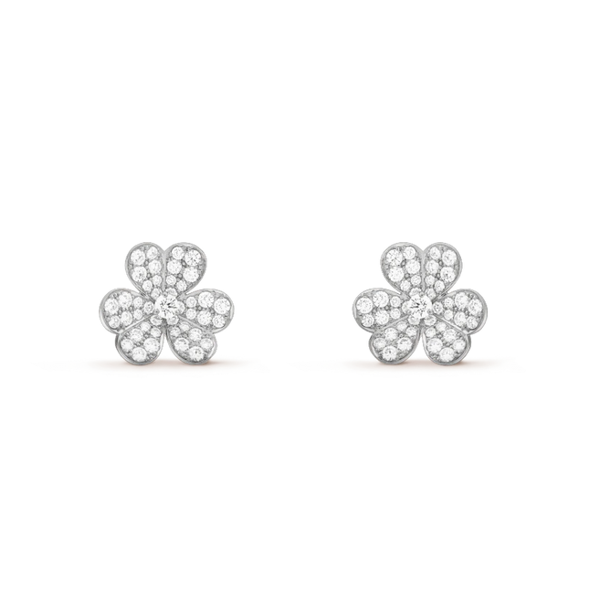 FRIVOLE SILVER FLOWER DIAMOND EARRINGS