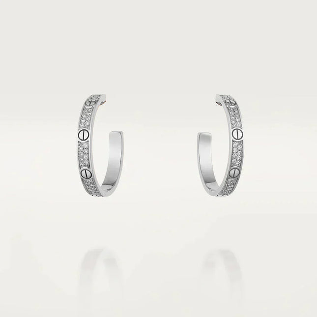 LOVE DIAMOND SILVER HOOP EARRINGS