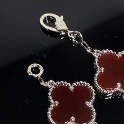 CLOVER BRACELET 5 MOTIF CARNELIAN SILVER