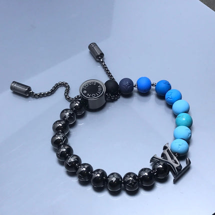 LV CHARM MONOGRAM BLACK AND BLUE BRACELET